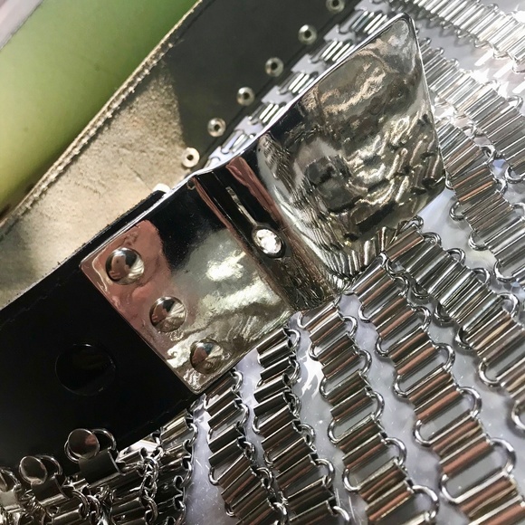 BELT. ARTIST HANDMADE. METAL. LEATHER. NEW. Small. - Picture 3 of 5